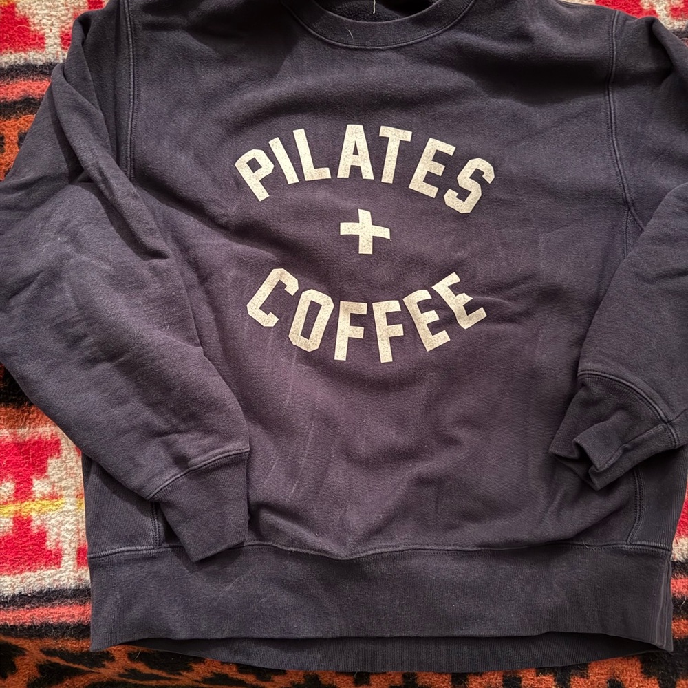 Navy 'Pilates + Coffee' Champion High End Sweatshirt